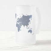 Wereldkaart blauwe spuitverf matglas bierpul (Voorkant rechts)