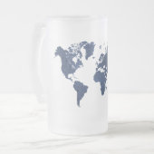 Wereldkaart blauwe spuitverf matglas bierpul (Voorkant links)