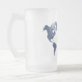 Wereldkaart blauwe spuitverf matglas bierpul (Links)