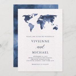 Wereldkaart blauwe Waterverf | Weddenschap Kaart