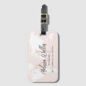 Wereldkaart Bleek Blush Roos Traveler Monogram Bagagelabel (Voorkant (verticaal))