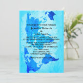 Wereldkaart Blue Abstract kleurrijke bruine bruilo Kaart (Staand voorkant)