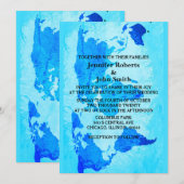 Wereldkaart Blue Abstract kleurrijke bruine bruilo Kaart (Voorkant / Achterkant)