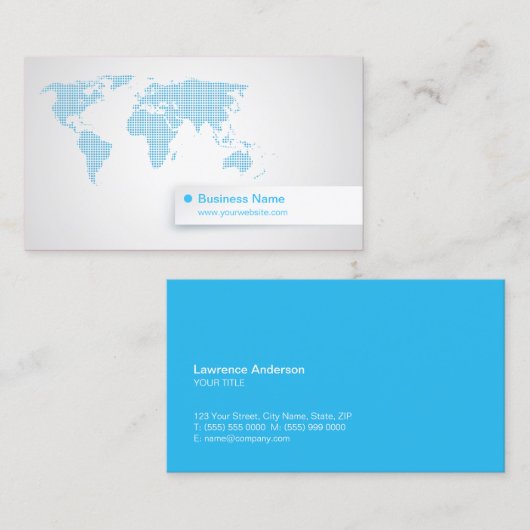 wereldkaart Blue Technology Global Business Visitekaartje (Voorkant / Achterkant)