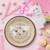 Wereldkaart Boho Beige, met reisthema's Papieren Bordje (Feest)