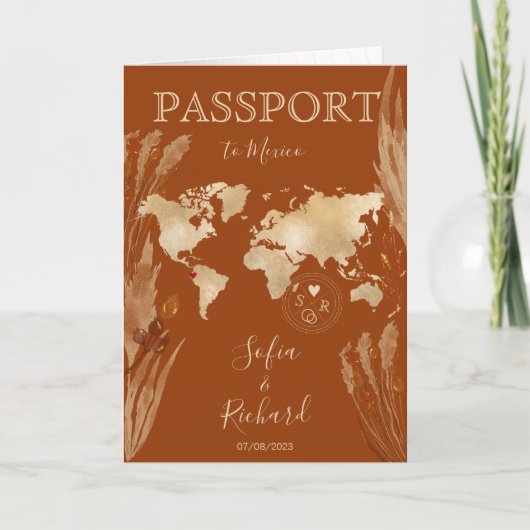 Wereldkaart Boho Terracotta Wedding Passport (Voorkant)