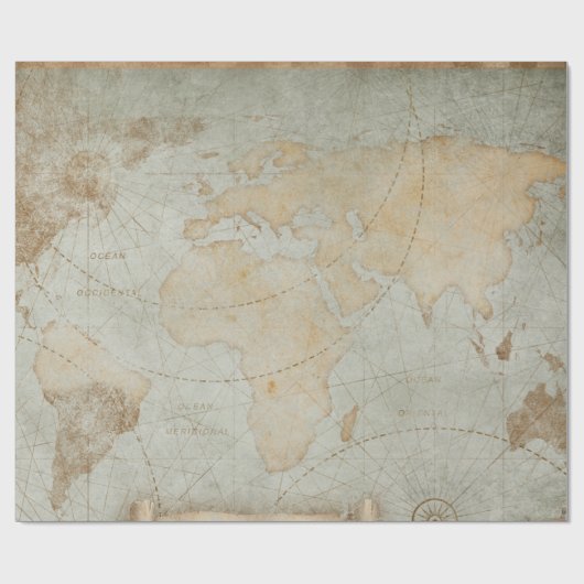  Wereldkaart Bord Blauw Decoupage Craft Cadeaupapier (Vlak)