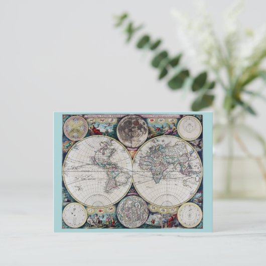  wereldkaart briefkaart (Staand voorkant)