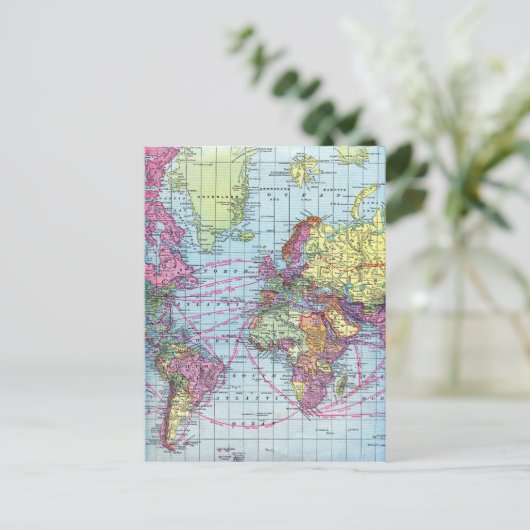  wereldkaart briefkaart (Staand voorkant)