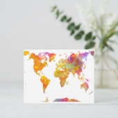wereldkaart briefkaart (Staand voorkant)