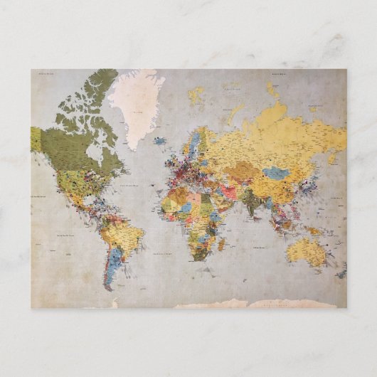 wereldkaart briefkaart (Voorkant)