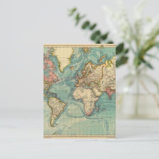  Wereldkaart Briefkaart (Staand voorkant)