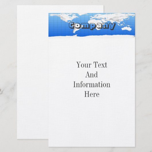 wereldkaart briefpapier (Voorkant / Achterkant)