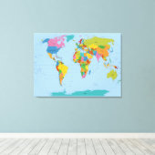 Wereldkaart Bright Canvas Afdruk (Insitu (Houten vloer))