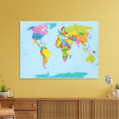 Wereldkaart Bright Canvas Afdruk (Insitu (Woonkamer))