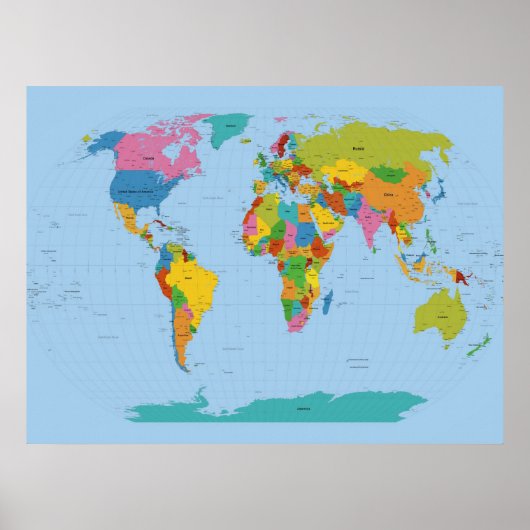 Wereldkaart Bright Poster (Voorkant)