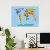 Wereldkaart Bright Poster (Thuiskantoor)