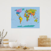 Wereldkaart Bright Poster (Keuken)