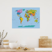 Wereldkaart Bright Poster (Keuken)