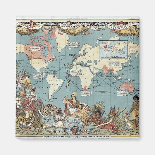 Wereldkaart-Brits Rijk-1886 Magneet (Voorkant)