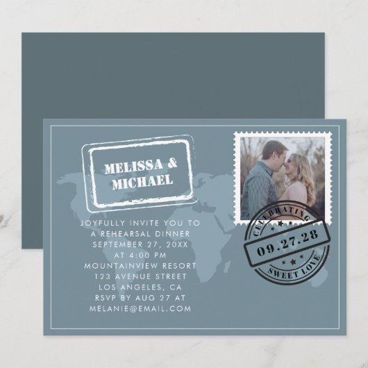 Wereldkaart bruiloft repetitie binnenste kaart (Voorkant / Achterkant)