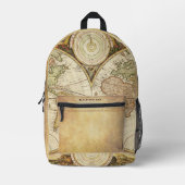  Wereldkaart bruin robuust gepersonaliseerd Bedrukte Rugzak (Voorkant)