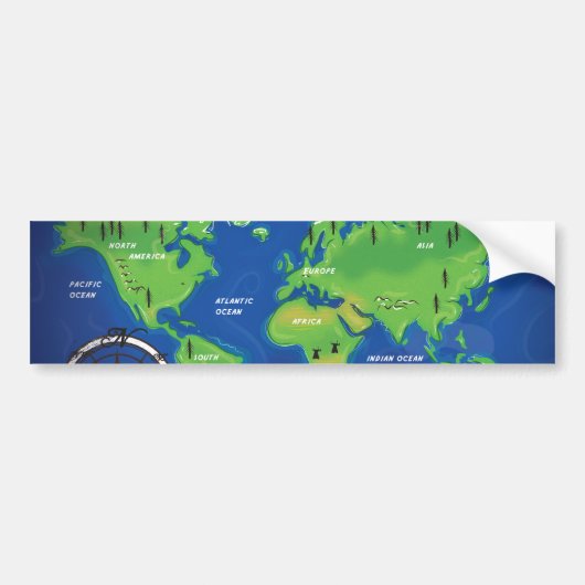 Wereldkaart Bumpersticker (Voorkant)