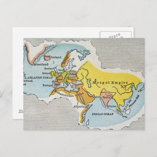 WERELDKAART, c1300. Briefkaart (Voorkant / Achterkant)