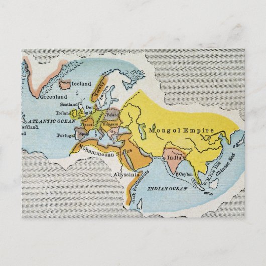 WERELDKAART, c1300. Briefkaart (Voorkant)