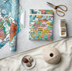 Wereldkaart cadeaupapier