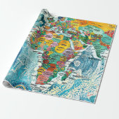 Wereldkaart  cadeaupapier (Uitgerold)
