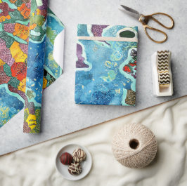 Wereldkaart  cadeaupapier