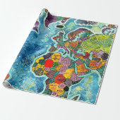 Wereldkaart  cadeaupapier (Uitgerold)