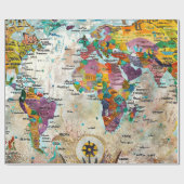 Wereldkaart cadeaupapier (Vlak)