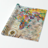 Wereldkaart cadeaupapier (Uitgerold)