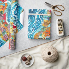 Wereldkaart  cadeaupapier