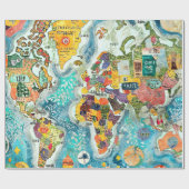 Wereldkaart  cadeaupapier (Vlak)