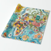 Wereldkaart  cadeaupapier (Uitgerold)