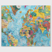 Wereldkaart  cadeaupapier (Vlak)