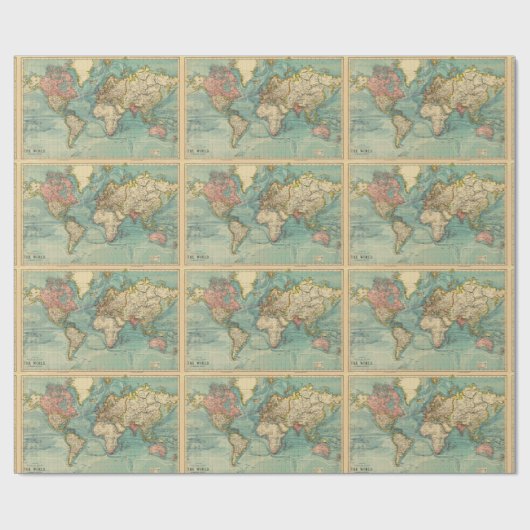  Wereldkaart Cadeaupapier (Vlak)