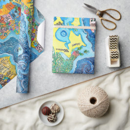 Wereldkaart  cadeaupapier
