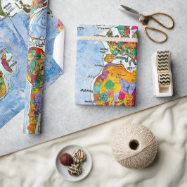 Wereldkaart  cadeaupapier