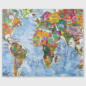 Wereldkaart cadeaupapier (Vlak)