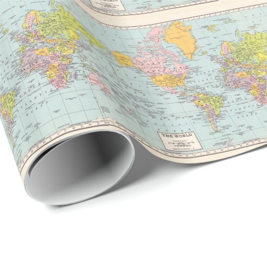  Wereldkaart Cadeaupapier (Rol Hoek)