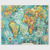 Wereldkaart  cadeaupapier (Vlak)