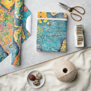 Wereldkaart cadeaupapier