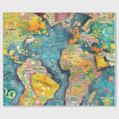 Wereldkaart cadeaupapier (Vlak)
