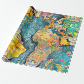 Wereldkaart cadeaupapier (Uitgerold)