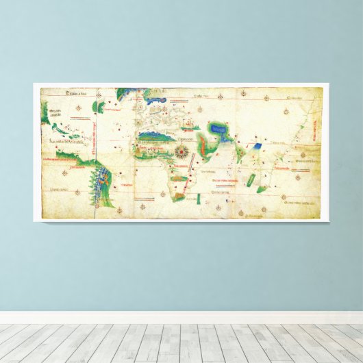 Wereldkaart Cantino Planisphere (1502) Canvas Afdruk (Insitu (Houten vloer))