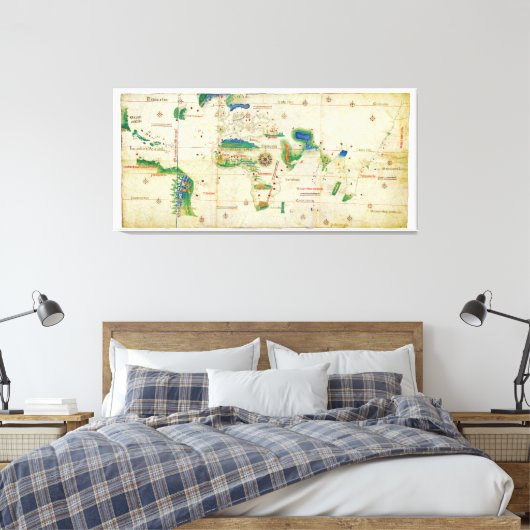 Wereldkaart Cantino Planisphere (1502) Canvas Afdruk (Insitu (Slaapkamer))